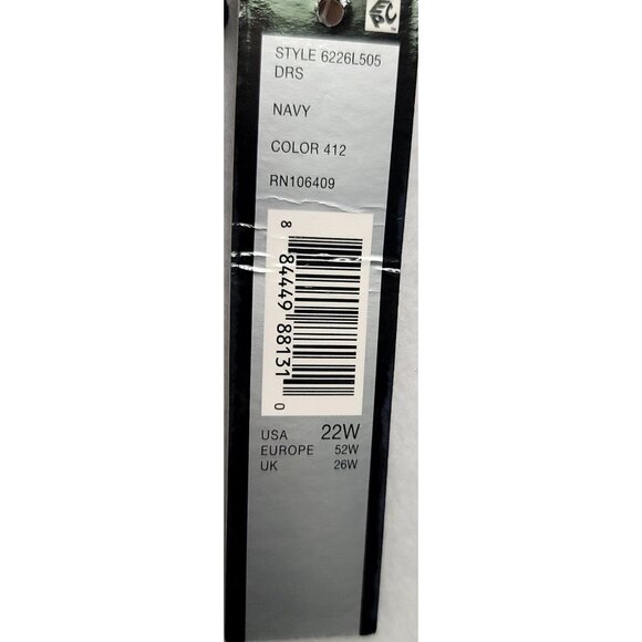 Tahari Arthur S. Levine Navy Short Sleeve Sheath Dress Gold Back Zipper 22W - Picture 4 of 11